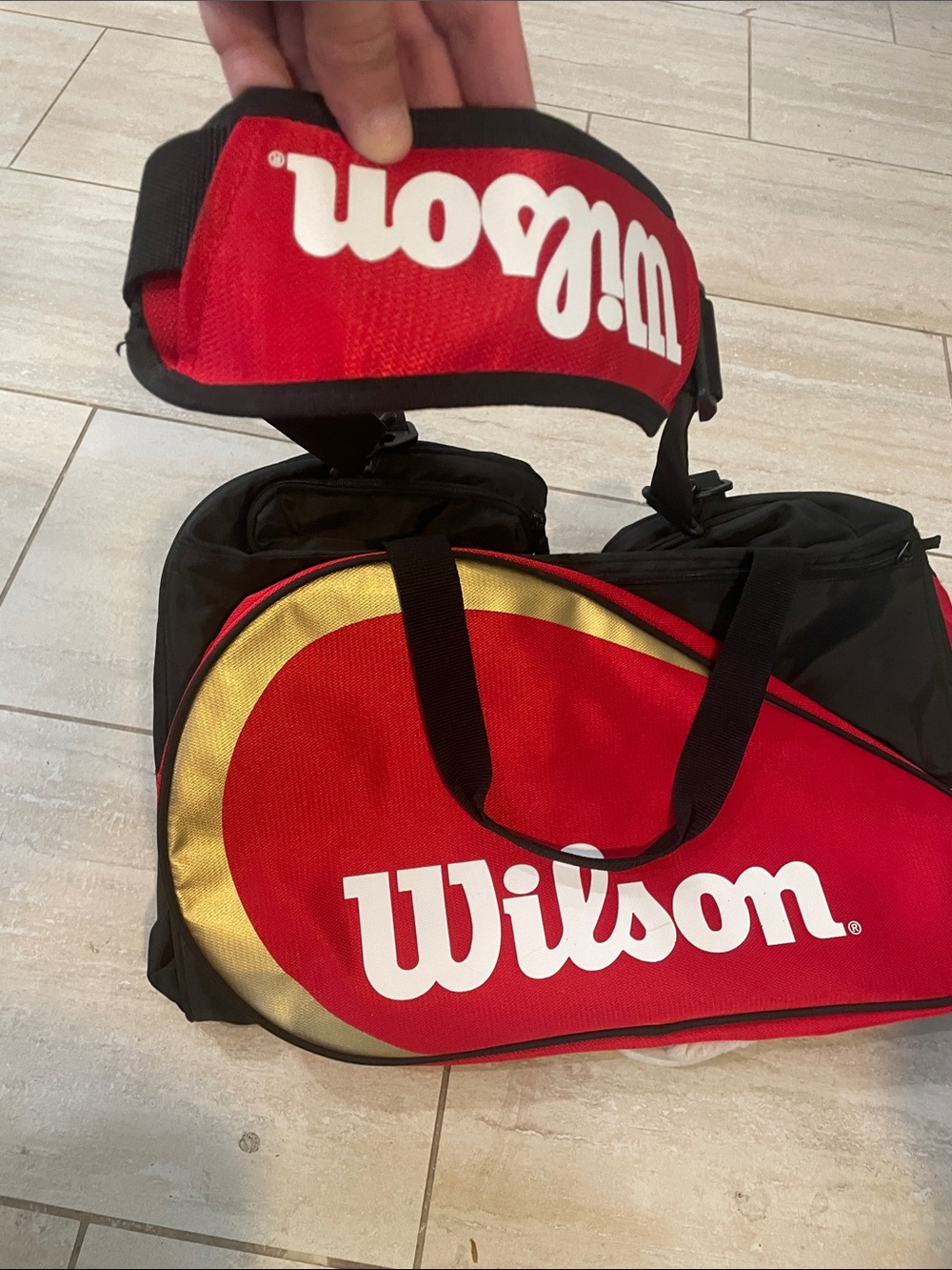 Wilson Black and Red Men's Duffel Bag with White Logo